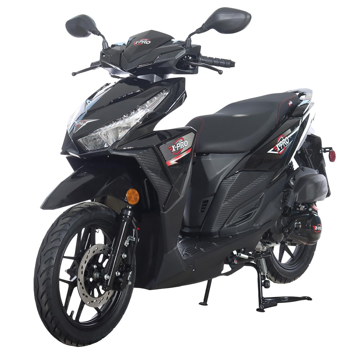X-PRO Orion 200 Gas Moped Adult Gas Street Moped with 14" Wheels! LED Headlight!
