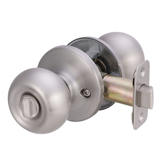 Amazon Basics Bedroom/Bathroom Door Knob With Lock, Coastal, Easy to Install, 1-3/8" to 1-3/4", Satin Nickel
