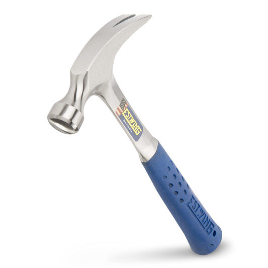 ESTWING Hammer - 16 oz Straight Rip Claw with Smooth Face & Shock Reduction Grip - E3-16S