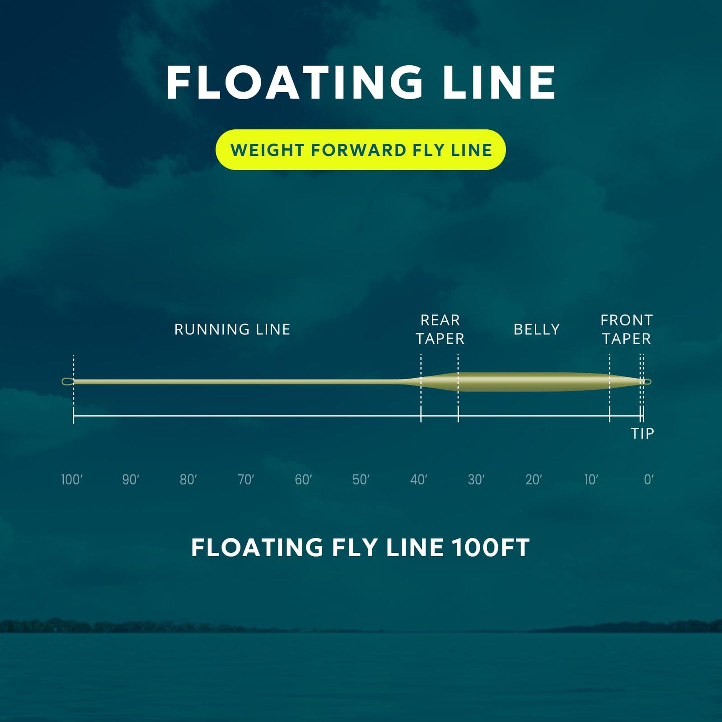 SF WF6F 100FT Fly Fishing Line Weight Forward Floating Fly Line for Fly Fishing Double Welded Loops Moss Green