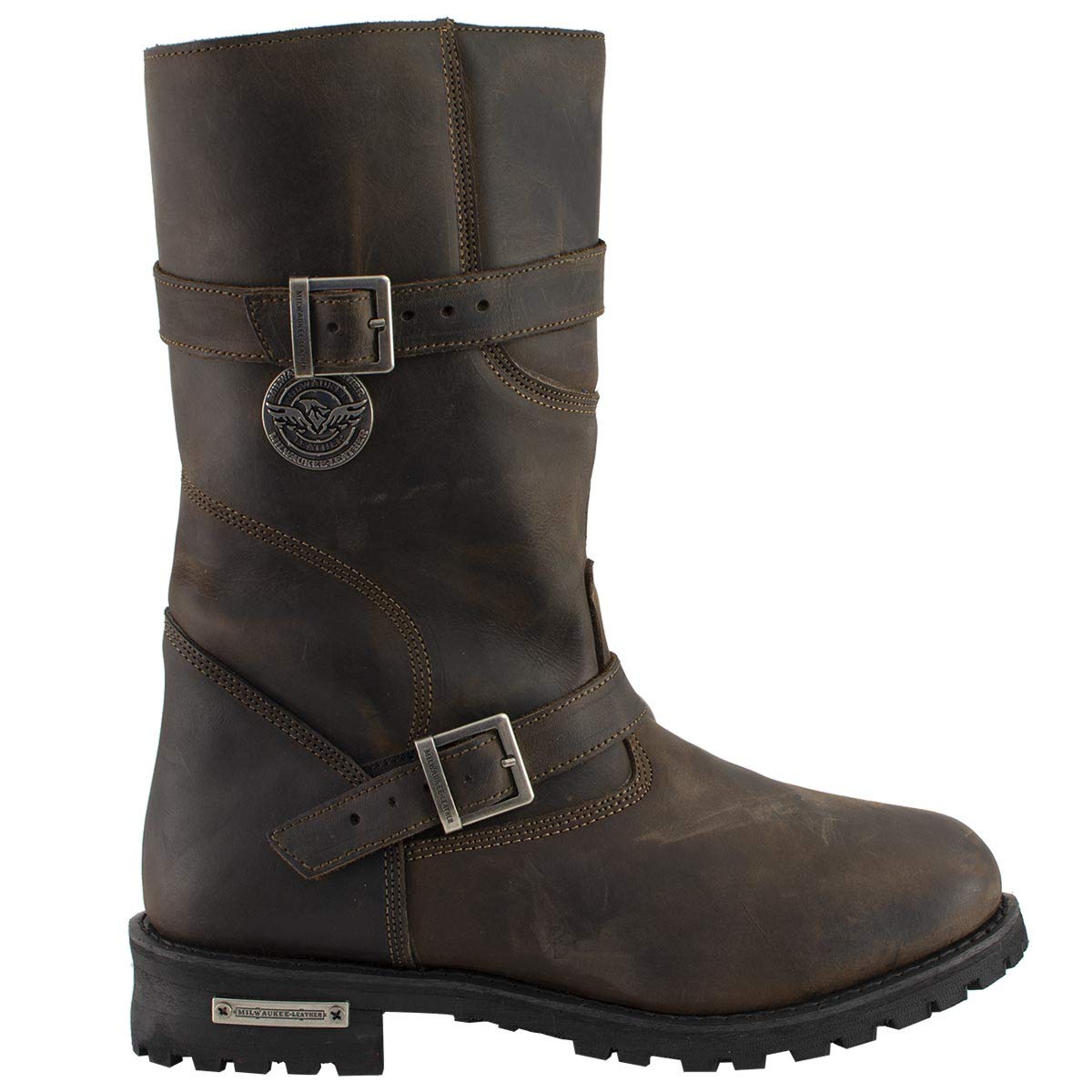 Milwaukee Leather MBM9063 Men's Classic Distressed Brown Leather Motorcycle Engineer Riding Biker Boots - 11.5
