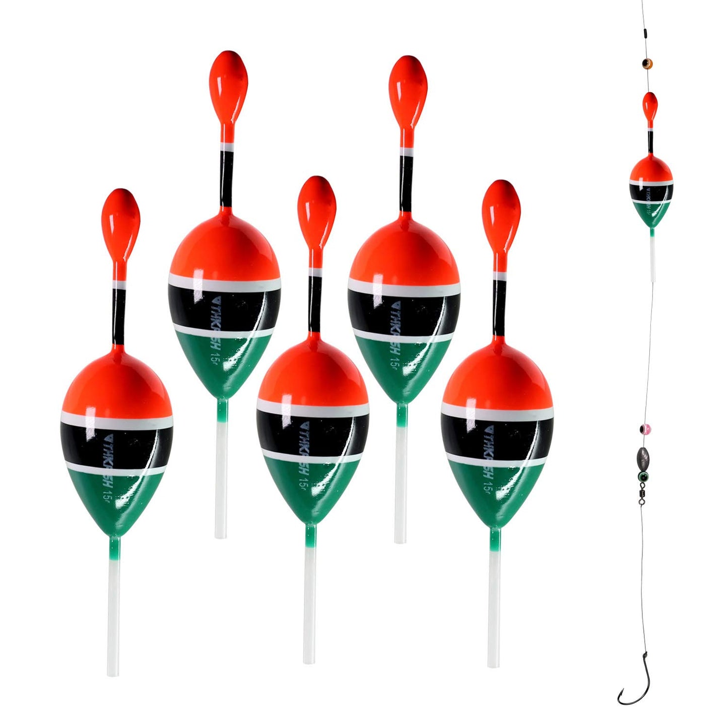 THKFISH Fishing Floats Bobbers Slide Floats Balsa Fishing Bobber Slip Bobbers for Crappie Panfish Trout Bass (1/2oz 2"x5.28") (1/6 1.6"x4.8") 5Pcs