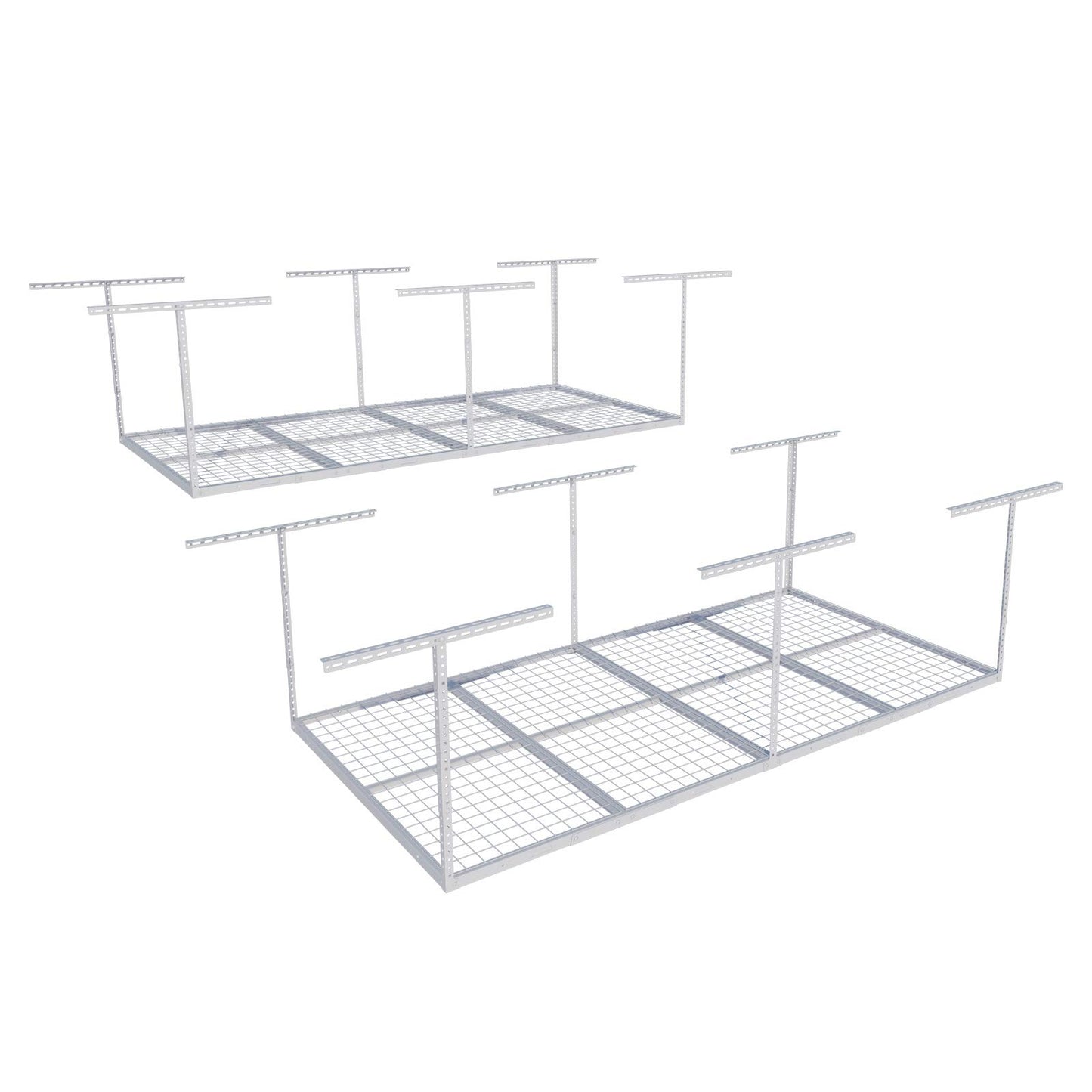FLEXIMOUNTS 4x8 Overhead Garage Storage Rack, Adjustable Garage Storage Organization Systerm, Heavy Duty Metal Garage Ceiling Storage Racks, 600lbs Weight Capacity, Black