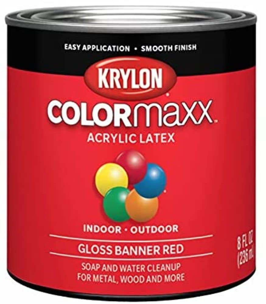 Krylon K05615007 COLORmaxx Acrylic Latex Brush On Paint for Indoor/Outdoor Use, ½ Pint, Satin White