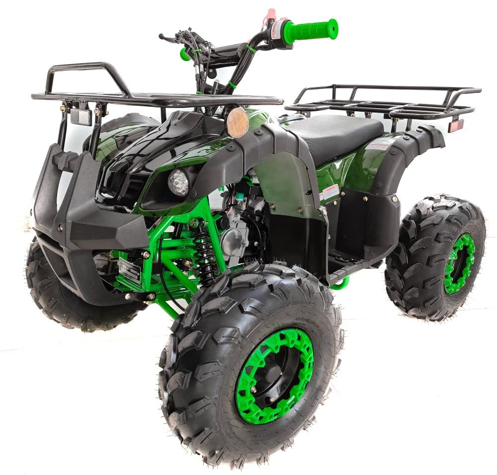 HHH 125cc ATV Quad Upgraded 125cc ATV with Reverse, Led Lights, Big Wide Tires with Matching Rims Gas 4 Wheeler for Youth and Children (Blue) (Factory Packaged)