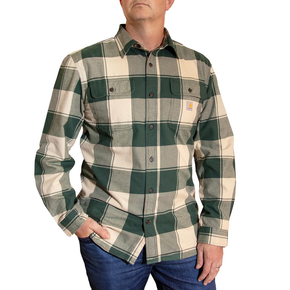 Carhartt Men's Loose Fit Heavyweight Flannel Long Sleeve Plaid Shirt
