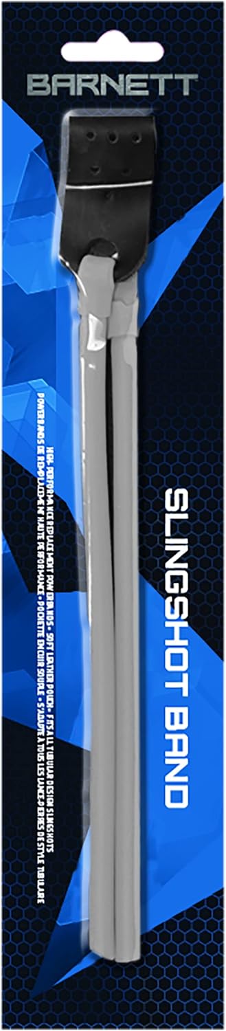 Barnett Power Band, Standard Rubber Elastic Slingshot Replacement Band with Pouch, Grey Elastic