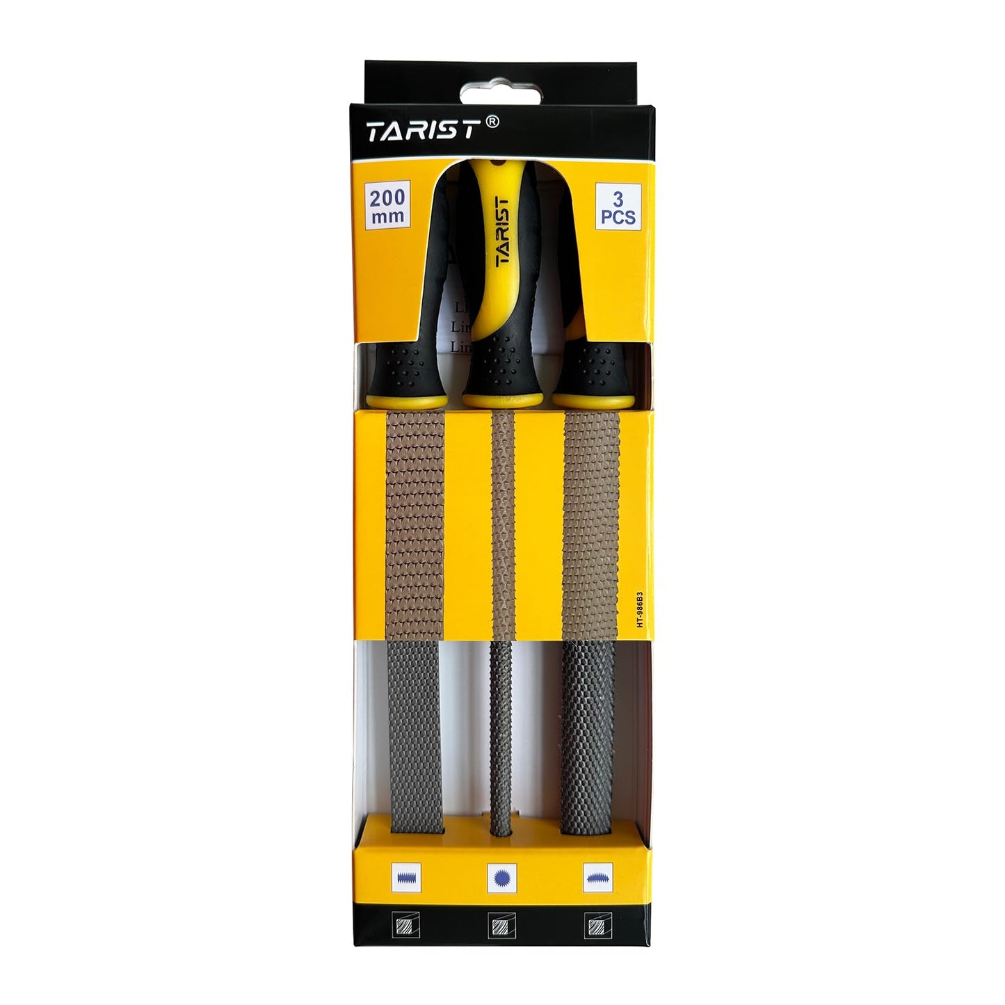 3-Piece 8" Wood Rasp File Set, Includes Flat/Half-Round/Round. For Woodworking & Sharping Wood