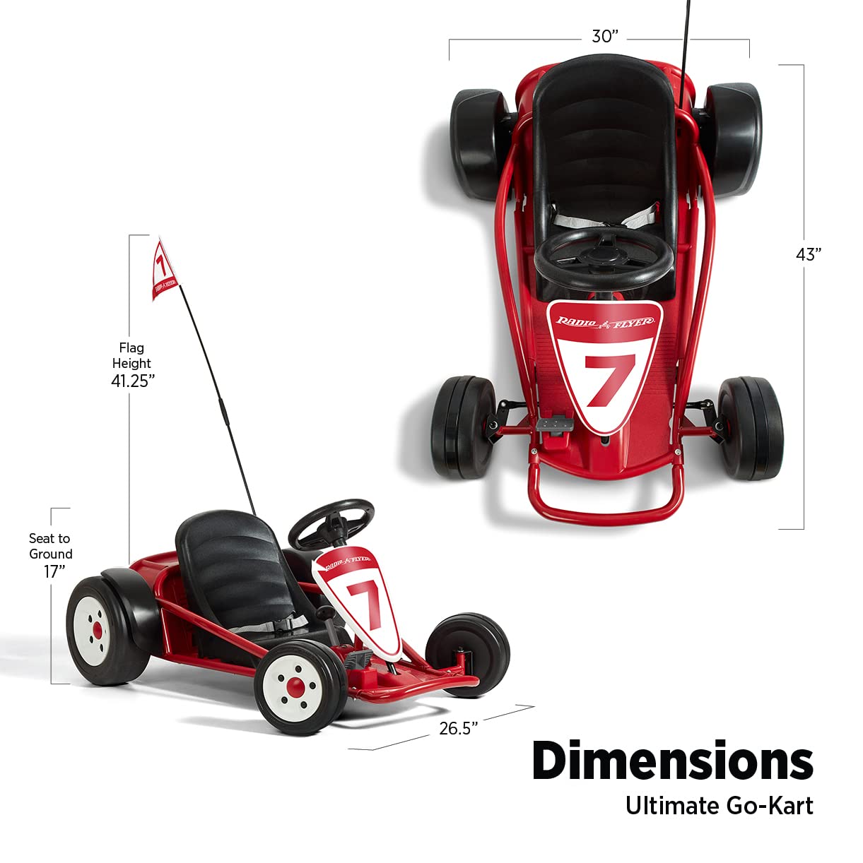 Radio Flyer Ultimate 24 Volt Electric Go-Kart for Kids Ages 3-8, 2-Seater, Red
