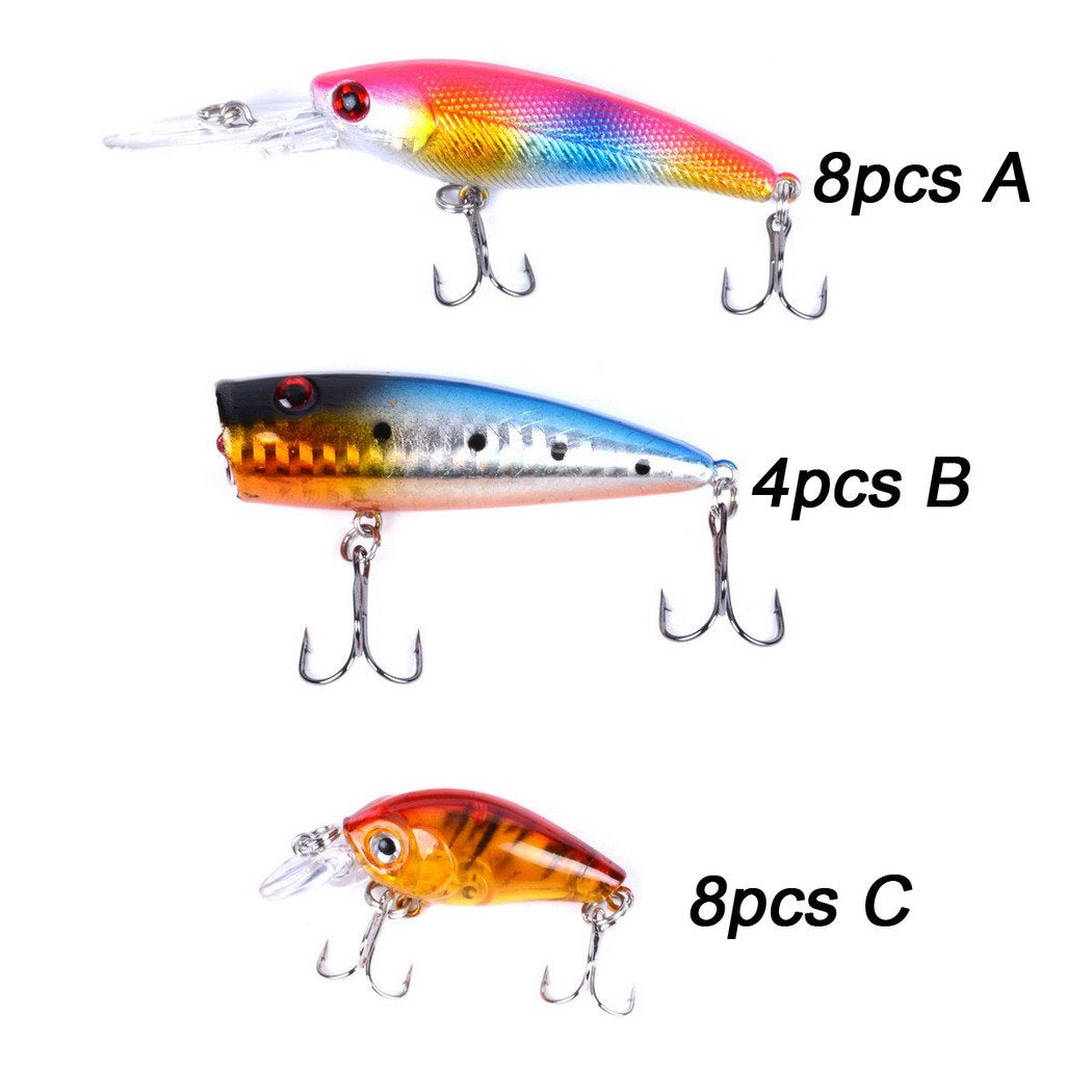 Fishing Lures Kit Mixed Including Minnow Popper Crank Baits with Hooks for Saltwater Freshwater Trout Bass Salmon Fishing