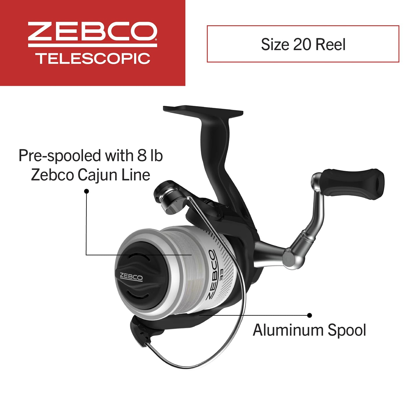 Zebco 33 Spinning Reel and Telescopic Fishing Rod Combo