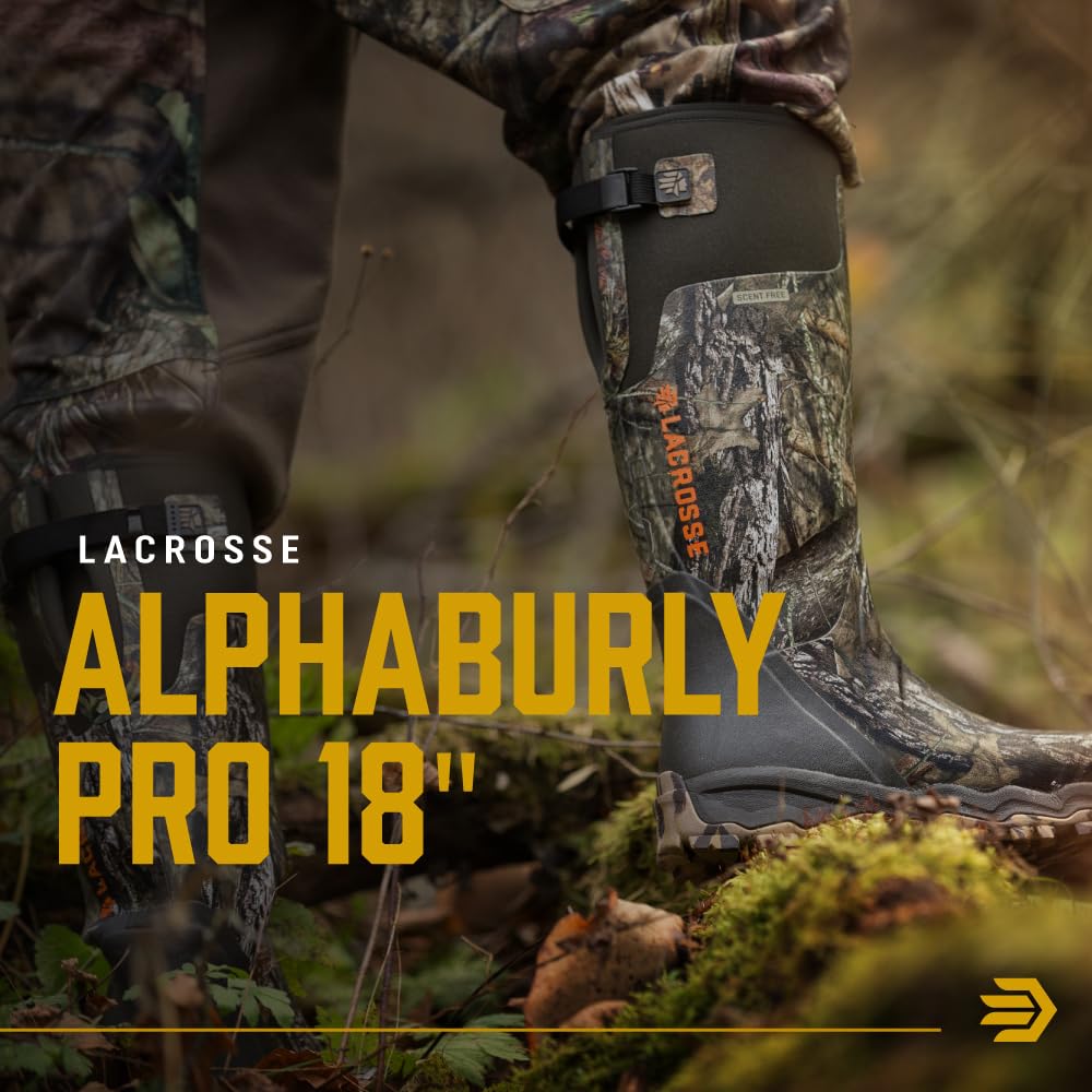 LaCrosse Alphaburly Pro 18" Hunting Boots for Men Featuring Waterproof Rubber, Adjustable Gusset, and EVA Footbed, Realtree Edge - 11 M