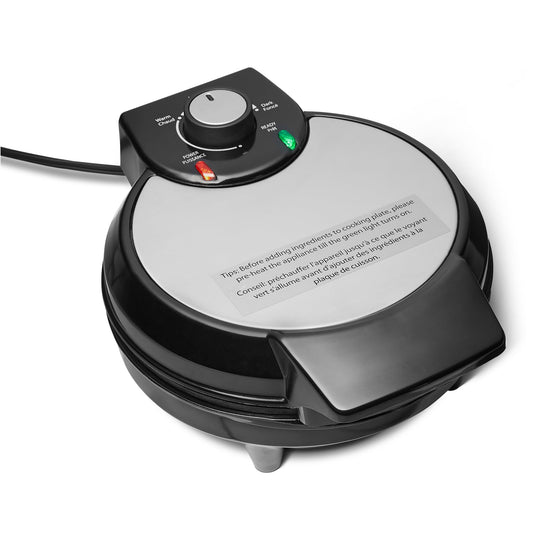 Amazon Basics Belgian Waffle Maker with 8-inch Round Ceramic Non-Stick Plate, Browning Control, Black