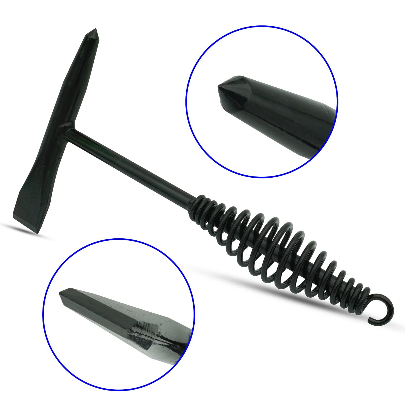 Welding Chipping Hammer with Coil Spring Handle,10.5",Cone and Vertical Chisel,10" Wire Brush