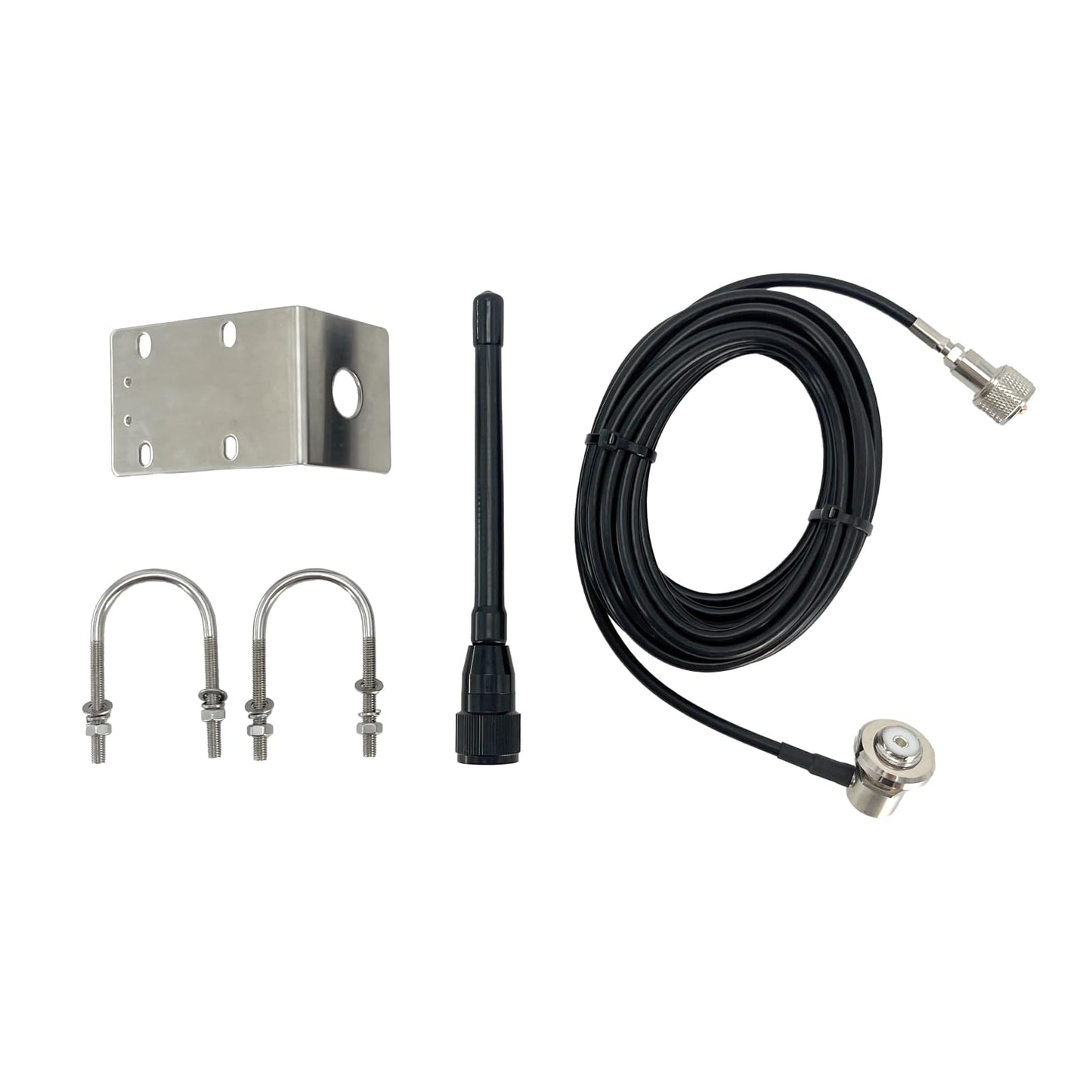 VM100 VHF Marine Radio Antenna,44 Inch Waterproof Fiberglass Boat Antenna with Adjustable Ratchet Fixed Mount and 16 ft RG-58U Cable