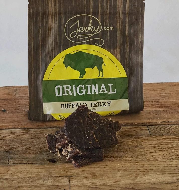 Jerky.com Original Buffalo Jerky 3-Pack - Exotic Jerky High Protein, Gluten-Free, All-Natural Exotic Snack - Premium Wild Game Meat - Perfect for Hiking, Camping, and On-the-Go 1.75oz (Pack of 3)