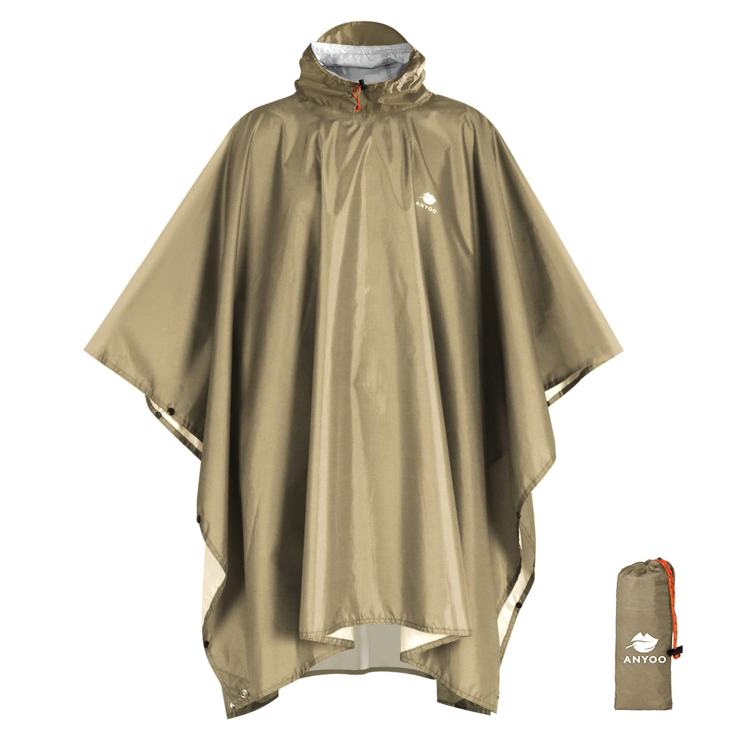 ANYOO Hooded Rain Poncho for Adults Waterproof Lightweight Rain Coat for Men Women Reusable Rain Jacket for Emergency Outdoor