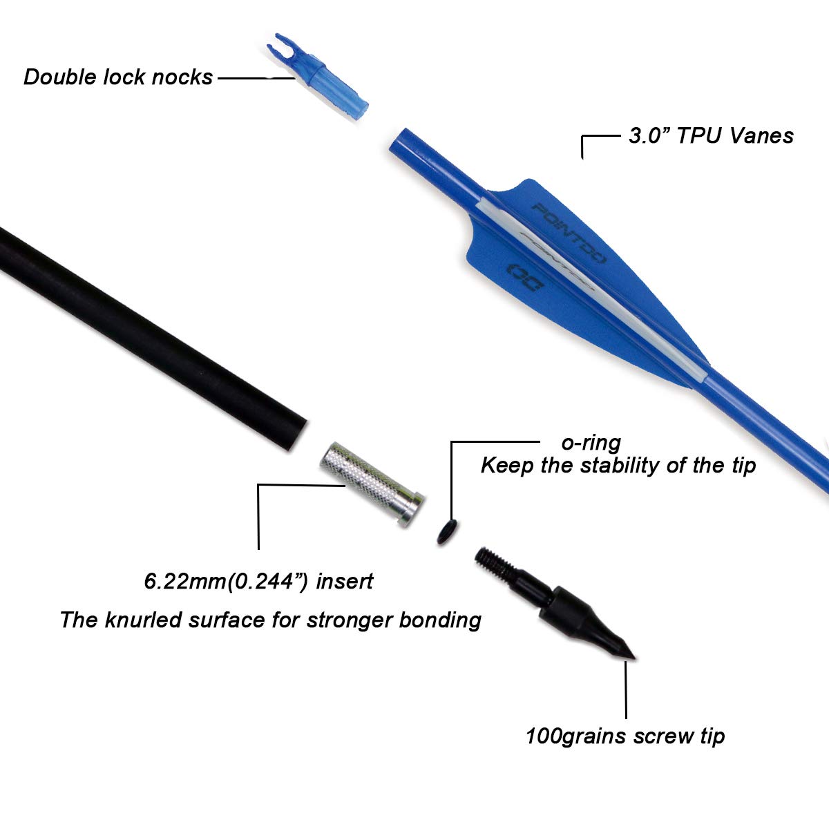 30inch Carbon Arrow Fluorescence Color Targeting and Practice and Hunting Arrows for Compound Bow and Recurve Bow with Removable Tips(Pack of 12)