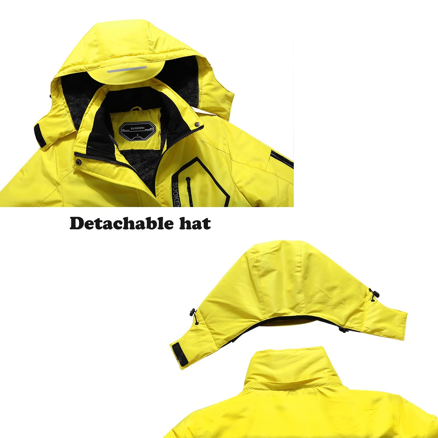SUOKENI Women's Waterproof Warm Winter Snow Coat Hooded Raincoat Ski Snowboarding Jacket