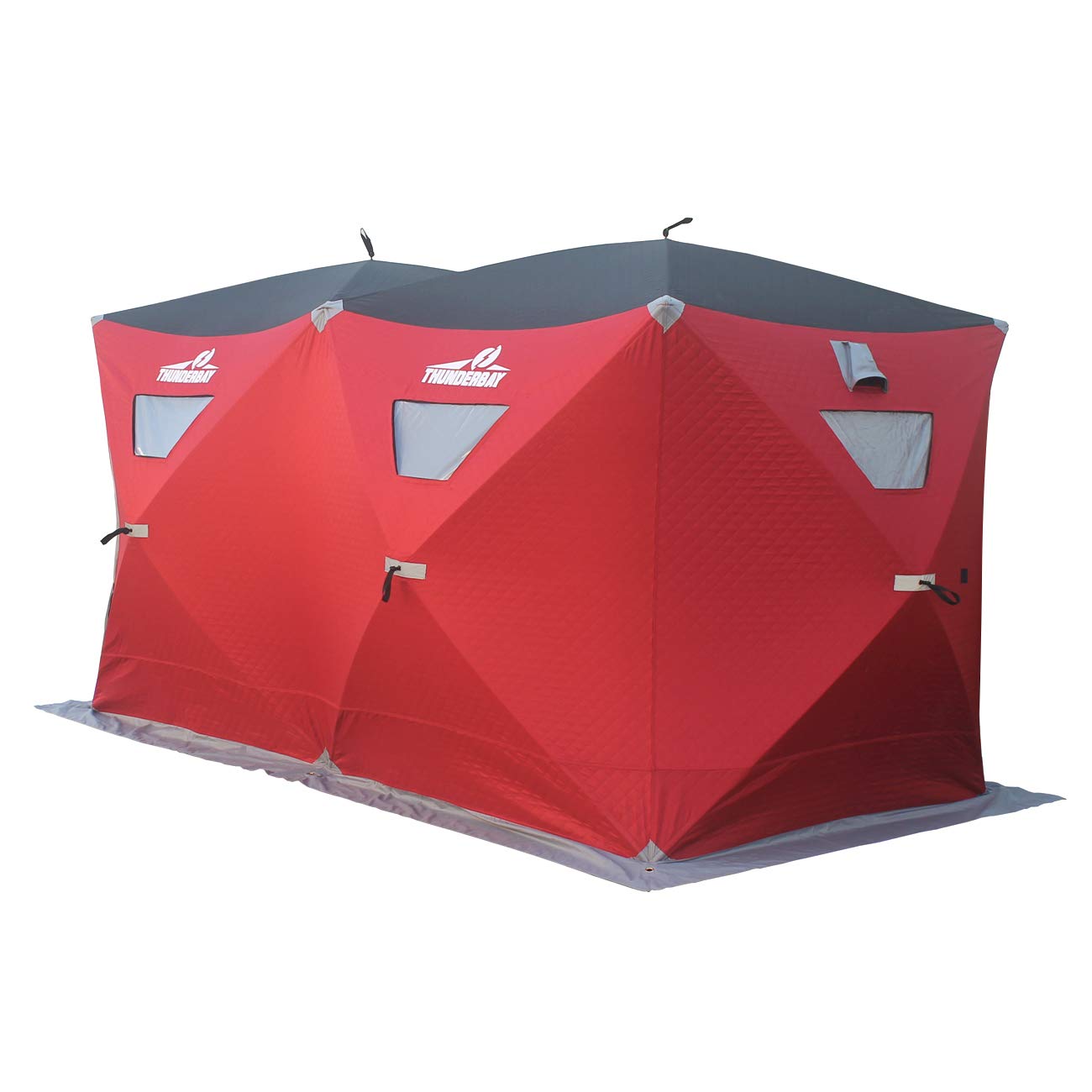 THUNDERBAY Ice Cube Series Pop-Up Hub-Style Ice Fishing Shelter, 68-112 Square Feet of Fishable Area, Portable 6-8 Person Ice Shanty