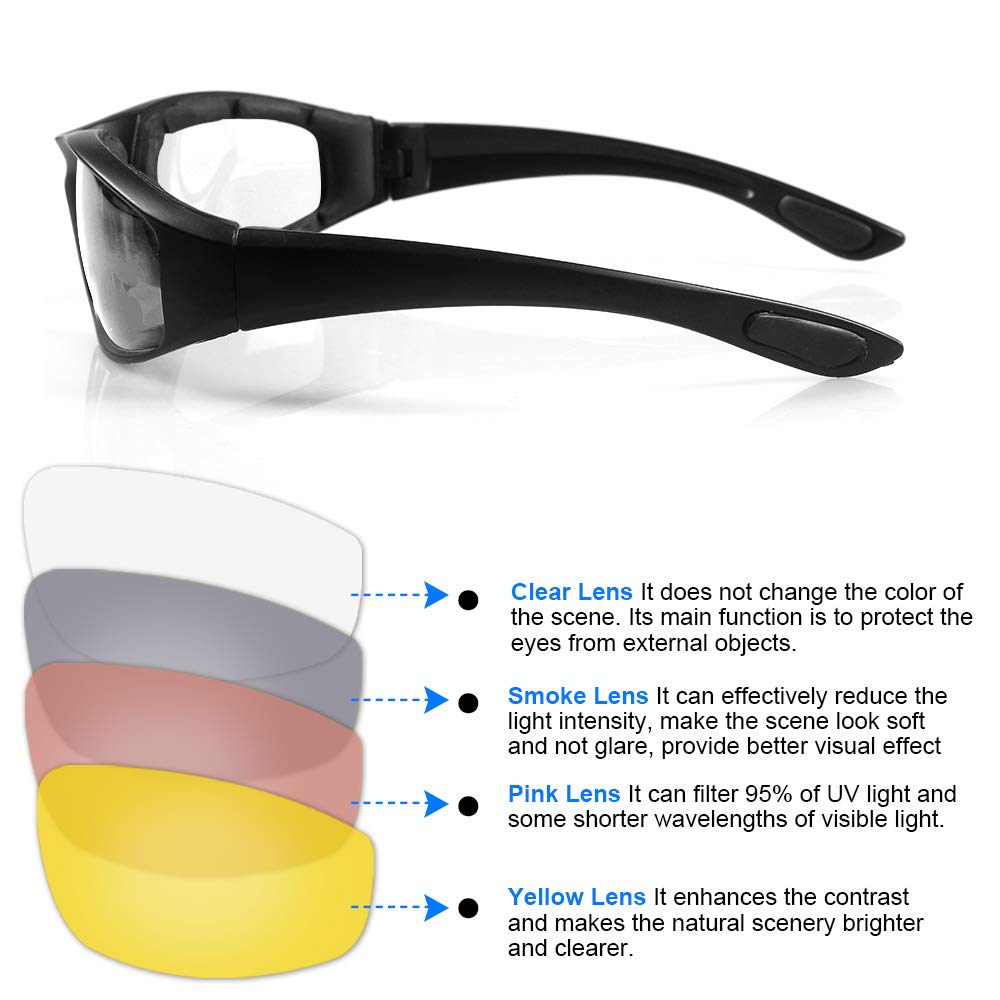 3 Pair Motorcycle Riding Glasses Padding Goggles UV Protection Dustproof Windproof Motorcycle Sunglasses for Outdoor Actives