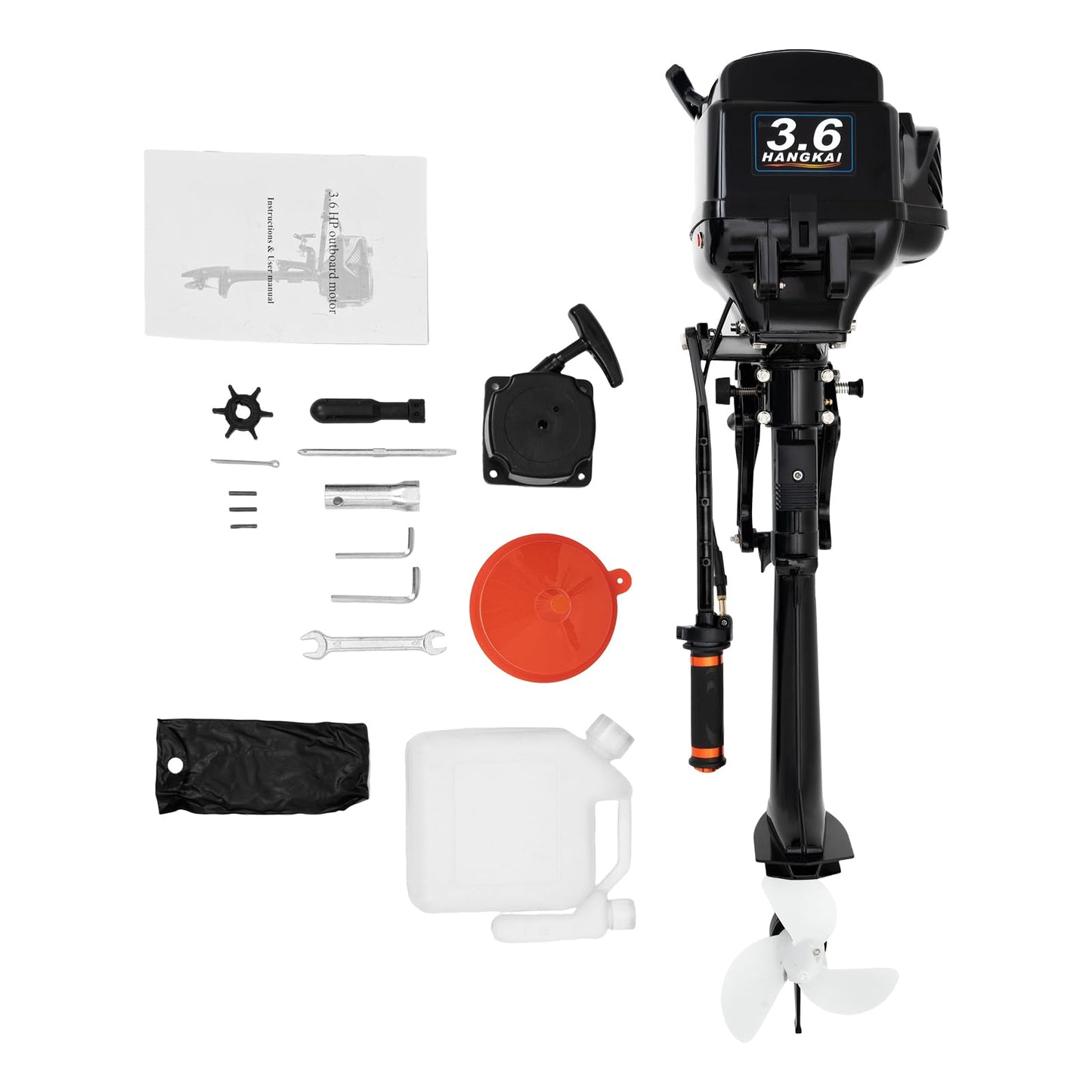 Outboard Motor, Heavy Duty Fishing Boat Engine Manual Start Kayak Motor w/Air-cooling & TCI Ignition System for yachts, kayaks, Wooden Boats, Foam Boats, Rubber Boats, etc. (196CC 7.5HP 4Stroke)