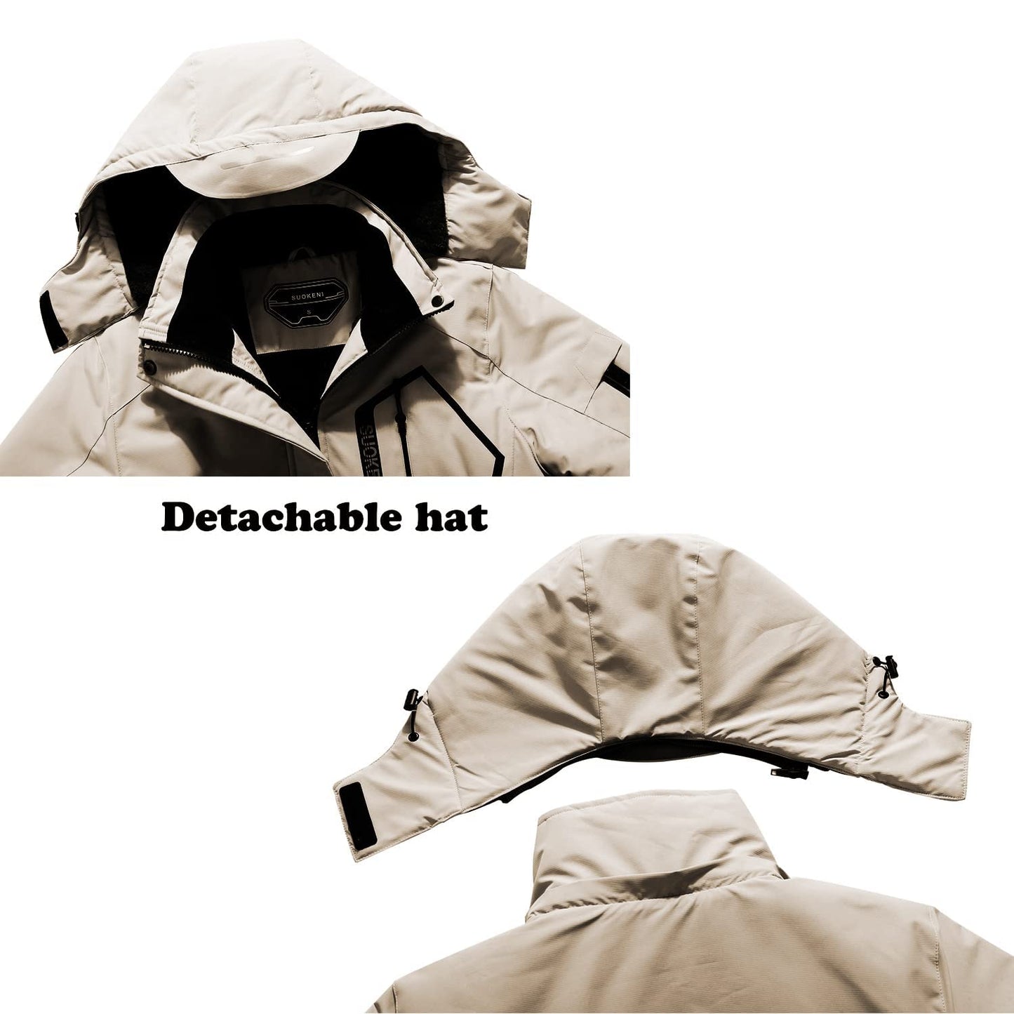 SUOKENI Women's Waterproof Warm Winter Snow Coat Hooded Raincoat Ski Snowboarding Jacket