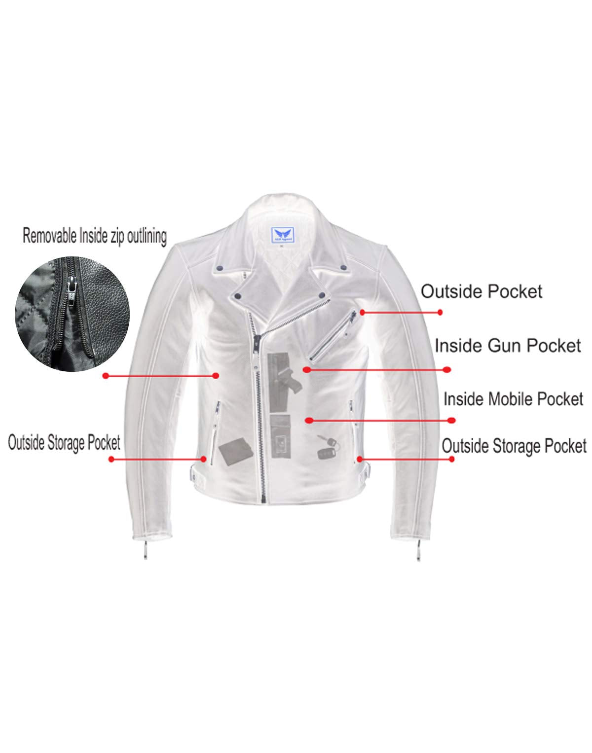 A&H Apparel - Men's Motorcycle Genuine Cowhide Leather Jacket: Classic Style in Genuine Cowhide Leather with Zip-Out Lining (Black, Medium)