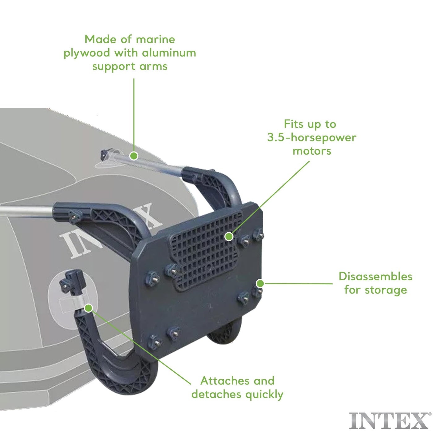 Intex Excursion 5 Person Inflatable Boat Set with 2 Aluminum Oars and Pump, Intex 12V Transom Mount Boat Trolling, and Motor Mount Kit