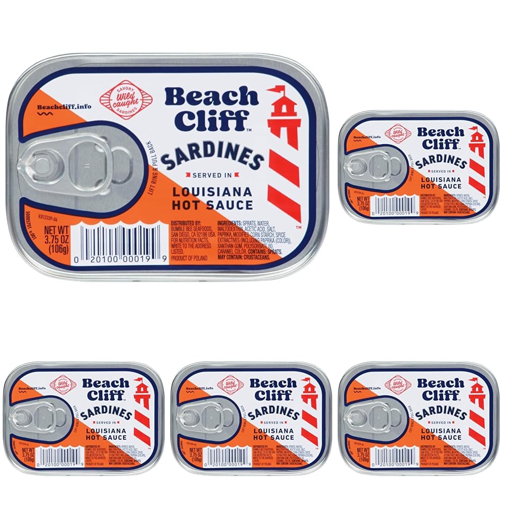 Beach Cliff Sardines in Water, 3.75 oz Can (Pack of 12) - Wild Caught Sardines - 12g Protein per Serving - Gluten Free, Keto Friendly