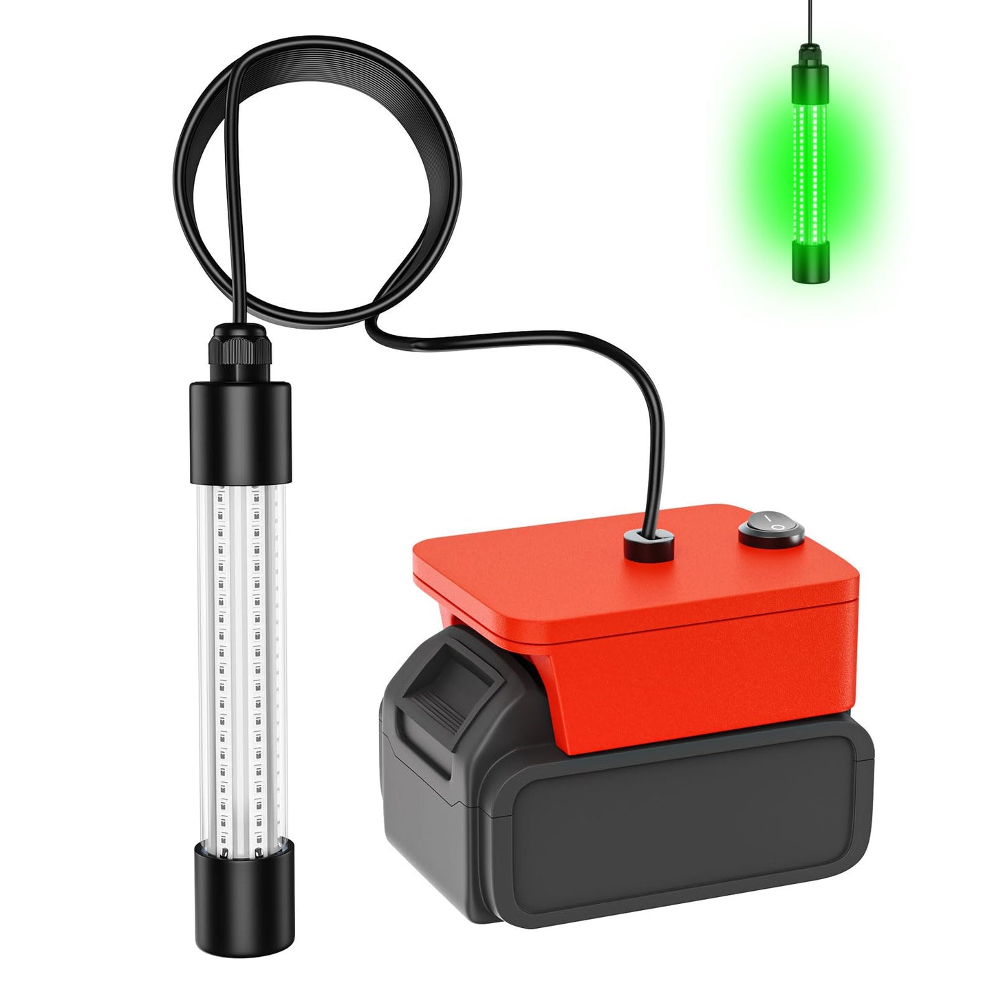 Underwater Fishing Light Compatible for Milwaukee 18V Battery，LED Green Light for 30W IP68 3000 Lumens Fish Attracting, Night Fishing for Docks Boats or Kayaks(no Battery)