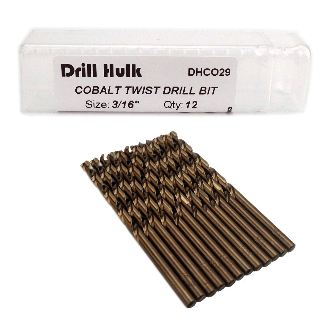1/4-Inch Cobalt Steel M35 Jobber Length Twist Drill Bits for Hard Metal, Stainless Steel, Pack of 12