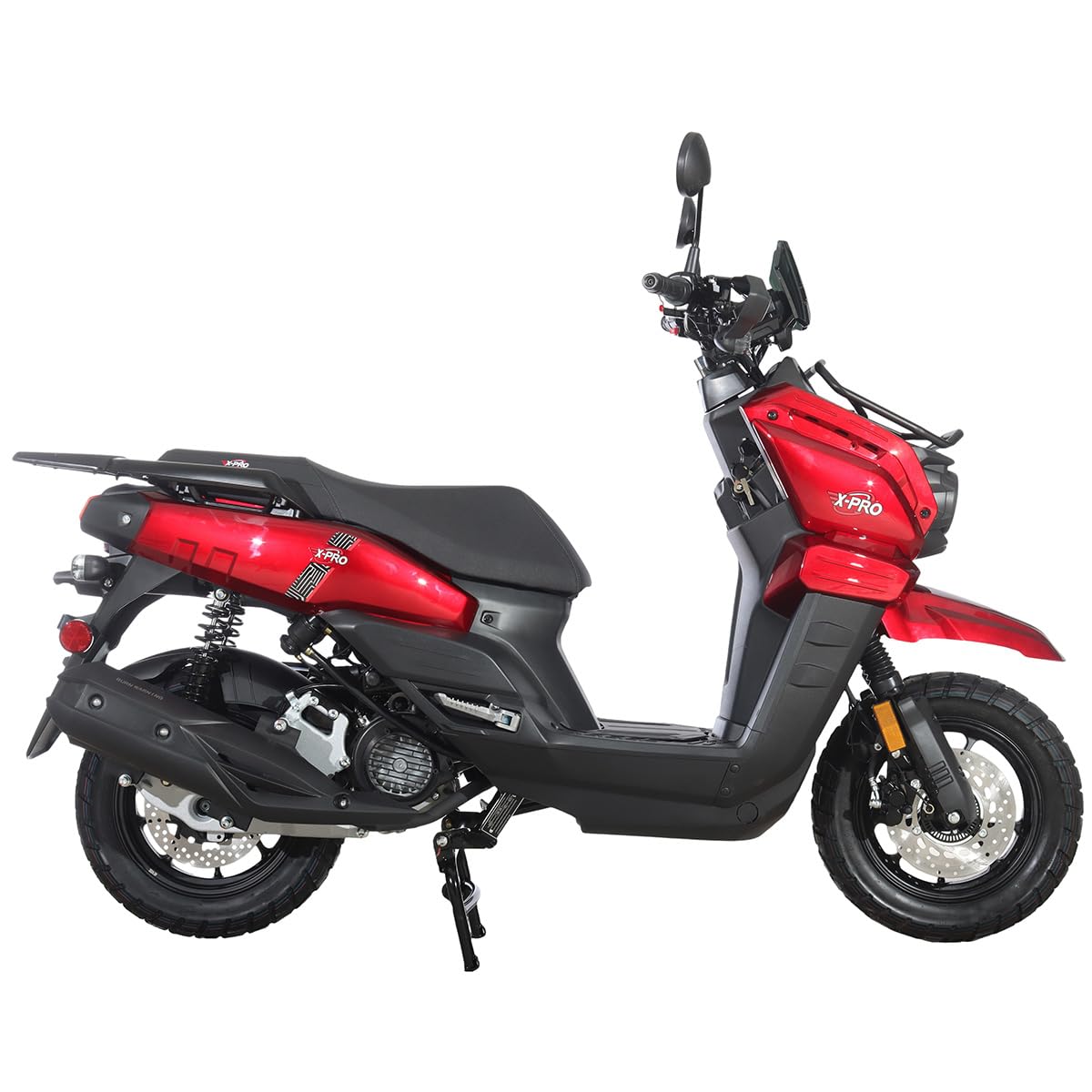 X-PRO Tank 200 Gas Moped Adult Gas Street Moped with 12" Wheels! LED Headlight!