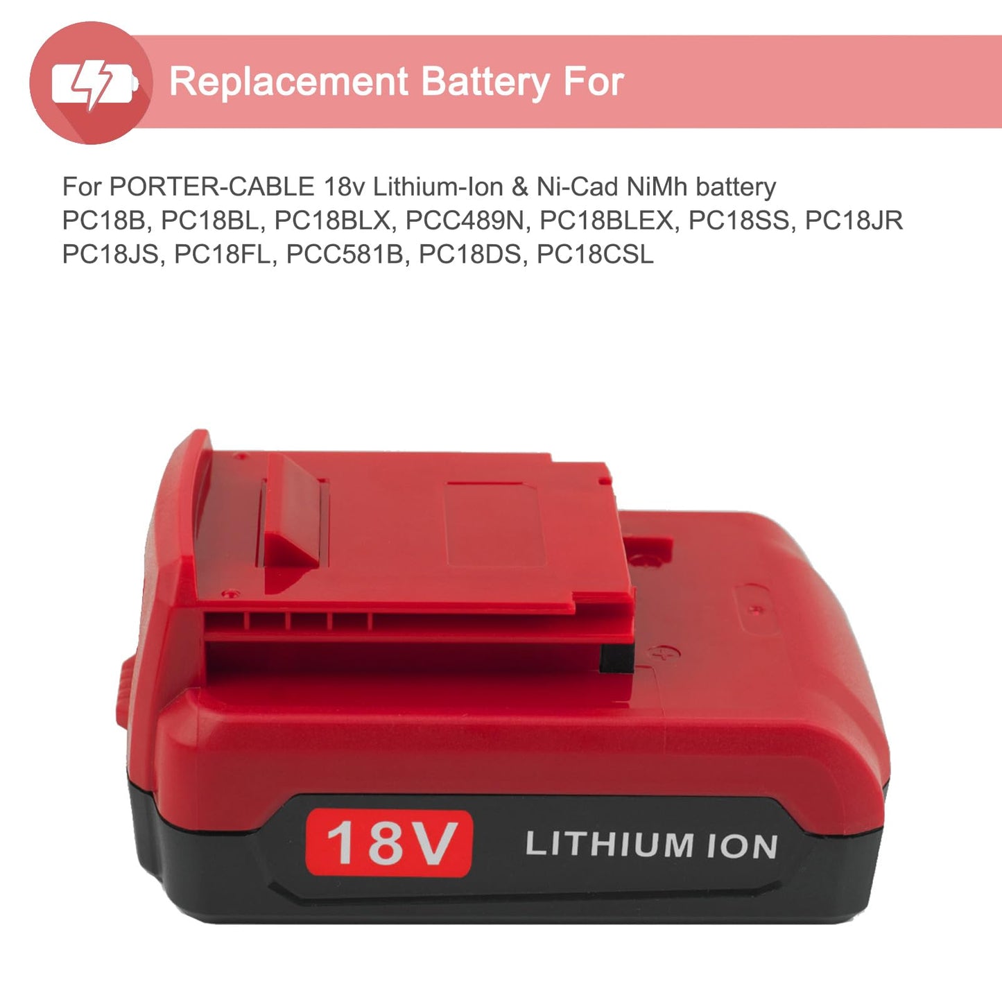 2 Packs 18V Lithium PC18BLX Battery and PCXMVC Charger Compatible with Porter Cable 18V Battery PC18B PC18B-2 PC18BL PC18BLX PC18BLEX