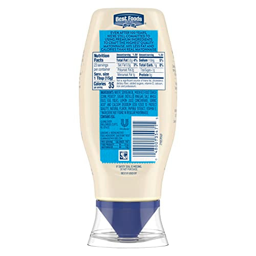 Best Foods Real Mayonnaise Squeeze Bottle For a Creamy Sandwich Spread or Condiment Made With Cage-Free Eggs 20 oz