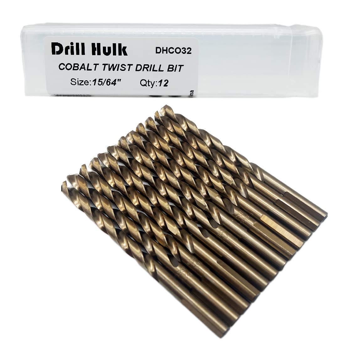 1/4-Inch Cobalt Steel M35 Jobber Length Twist Drill Bits for Hard Metal, Stainless Steel, Pack of 12