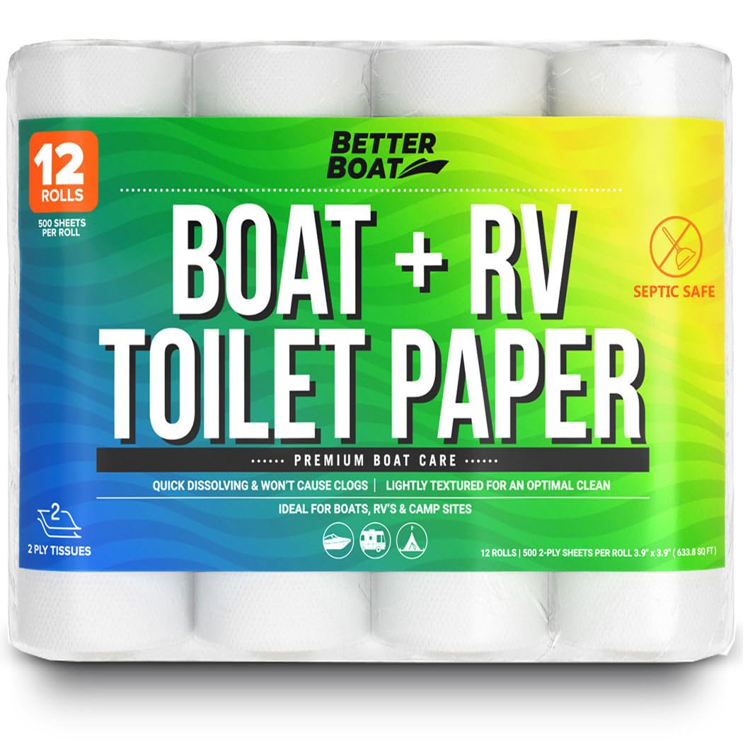 RV Toilet Paper 12 Rolls (500 Sheets Each) - Rapid Dissolving 2-Ply, S ...