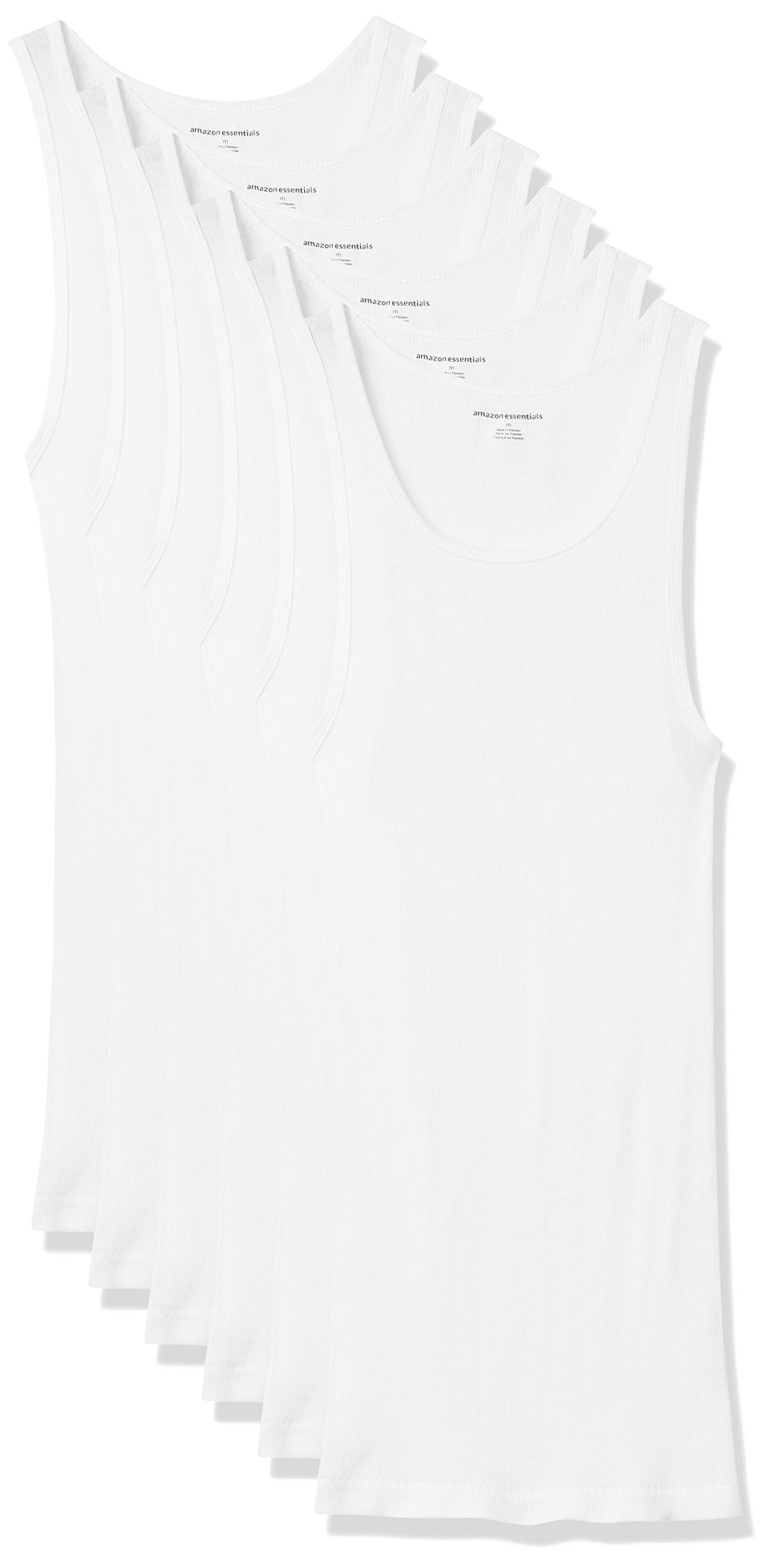 Amazon Essentials Men's Slim Fit Breathable Cotton Tank Undershirts, Pack of 6