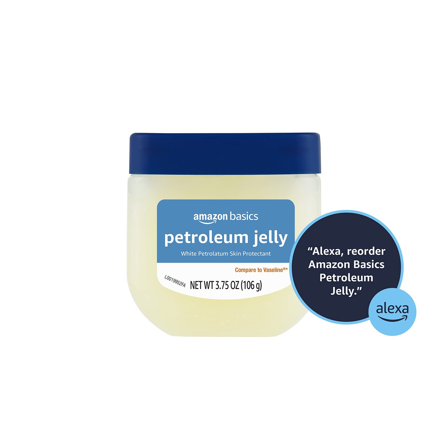 Amazon Basics Petroleum Jelly White Petrolatum Skin Protectant, Moisturizer for Chapped Lips and Irritated Skin, Unscented, 3.75 oz, 1-Pack (Previously Solimo)