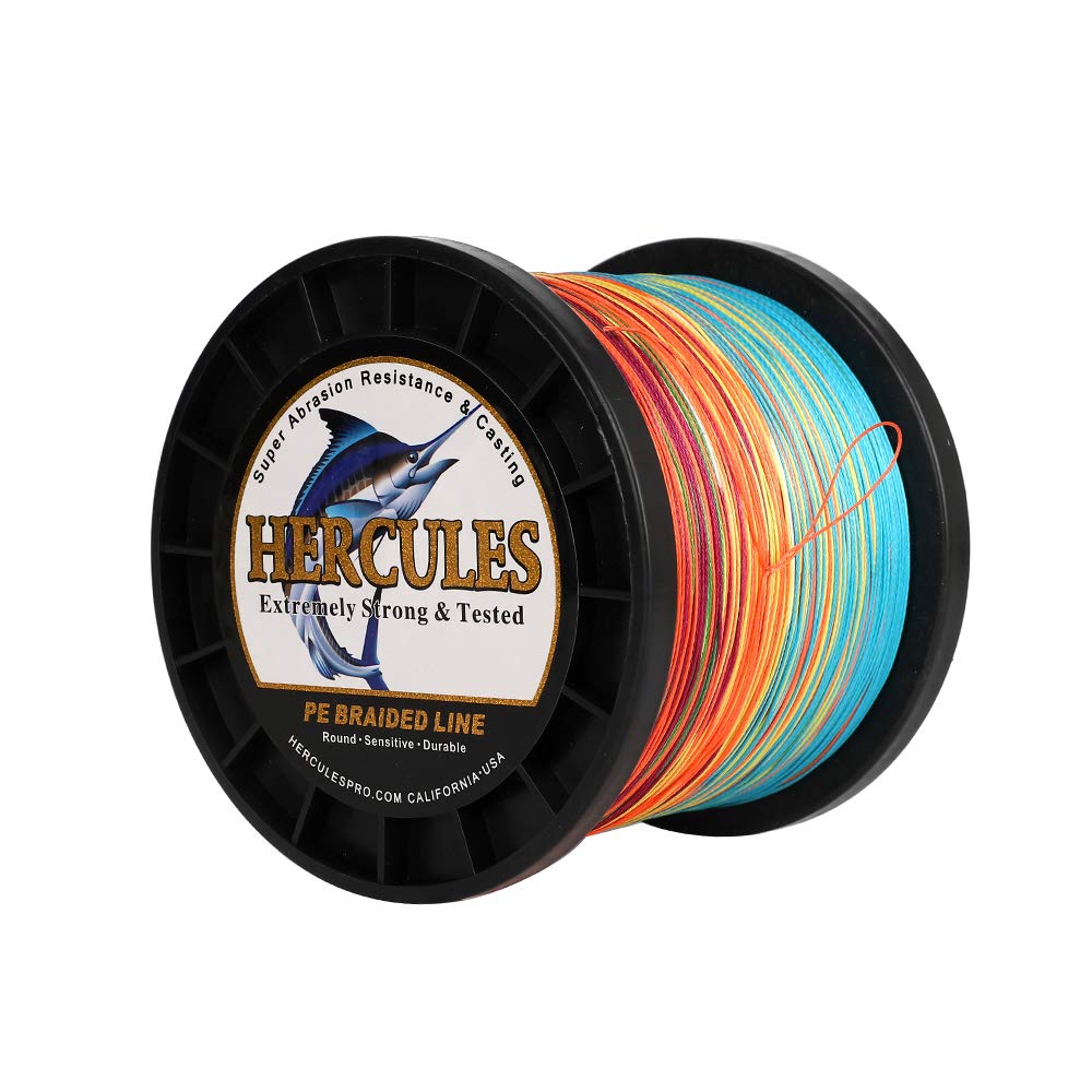 HERCULES Cost-Effective Super Cast 8 Strands Braided Fishing Line 10LB to 300LB Test for Salt-Water,109/328/547/1094 Yards(100M/300M/500M/1000M),Diam.#0.12MM-1.2MM,Hi-Grade Performance,Variety Colors