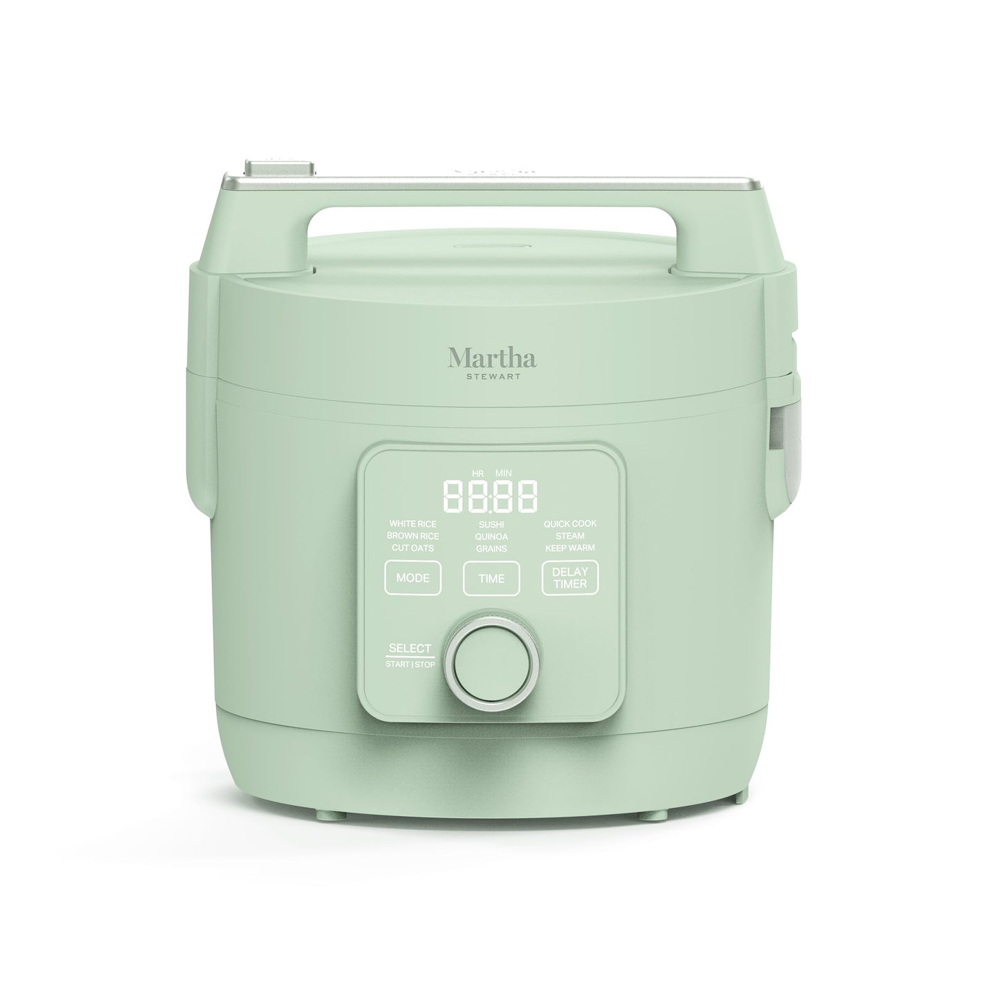 Martha Stewart Rice Cooker, 4 Cup (Uncooked) / 8 Cup (Cooked), Ceramic Non-Stick Removable Pot, Keep Warm, Measure Markings, Steam Basket, Brown & Sushi Rice, Quick Cook, Quinoa, Grains, Oats, Caviar Gray