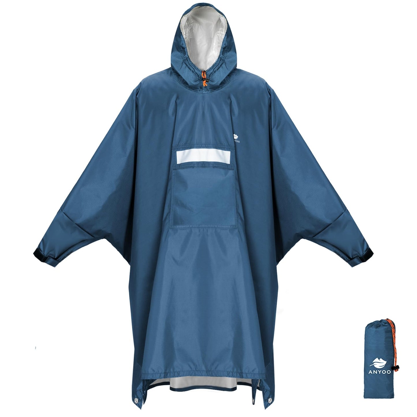 ANYOO Hooded Rain Poncho for Adults Waterproof Lightweight Rain Coat for Men Women Reusable Rain Jacket for Emergency Outdoor