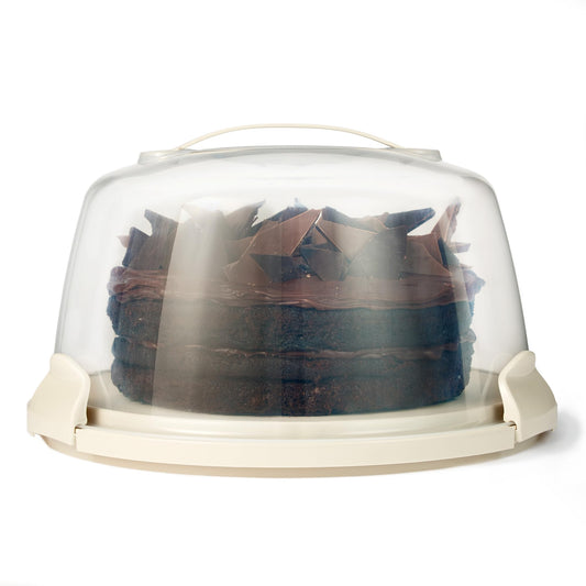Amazon Basics Round Cake Carrier with Handle, Fits 11.8 in. Cake, BPA-Free, Refrigerator and Dishwasher-Safe, 13.8 x 13.8 x 8.0 in