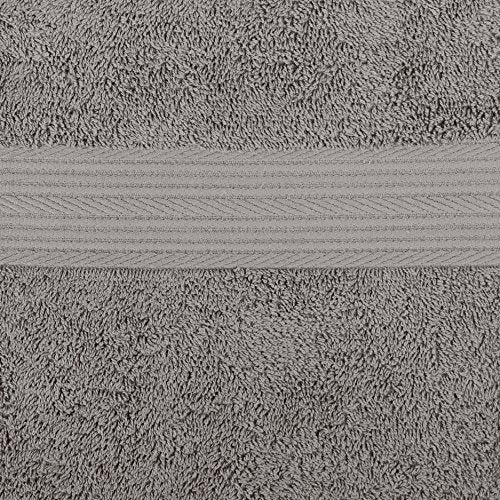 Amazon Basics 6-Piece Fade-Resistant 100% Cotton Towel Set for Bathroom, Soft and Absorbent, 2 Bath Towels, 2 Hand Towels, 2 Washcloths, Gray