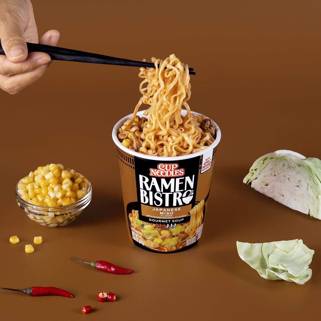 Nissin Cup Noodles Soup, Beef Flavor, Microwaveable Paper Cups, Instant Ramen, 2.25 Ounce (Pack of 12)