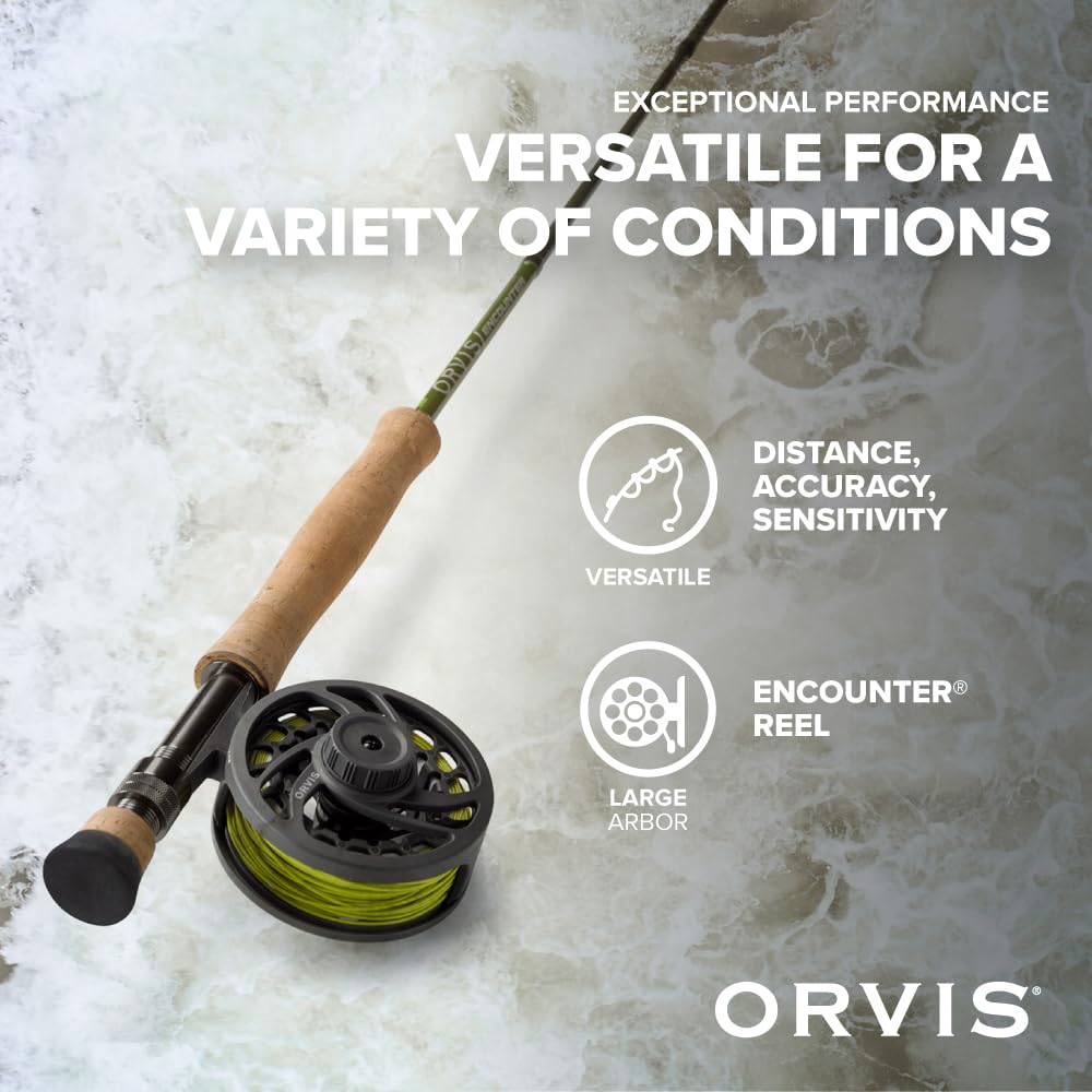 Orvis Encounter Outfit - Fishing Rod and Reel Combo (9' 5-wt) - Versatile Outfit with Large Arbor Reel, Weight-Forward Floating Line, Backing, and Leader