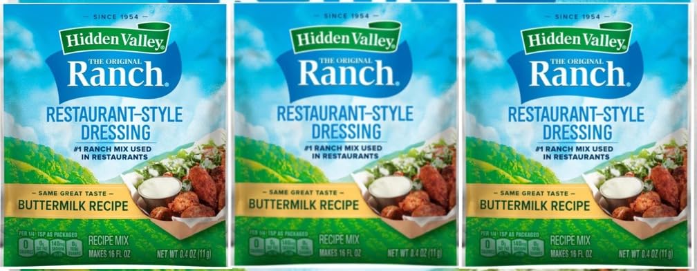 Hidden Valley Buttermilk Ranch Salad Dressing & Seasoning Mix, Gluten Free - Pack of 3