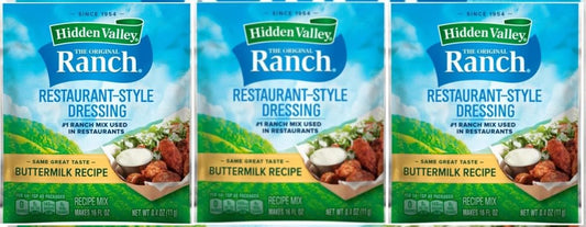 Hidden Valley Buttermilk Ranch Salad Dressing & Seasoning Mix, Gluten Free - Pack of 3