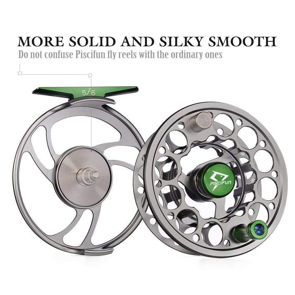 Piscifun Sword Fly Fishing Reel, CNC-Machined Aluminum Alloy Fly Reel, 3/4, 5/6, 7/8, 9/10 Weight, Black, Gunmetal, Space Gray