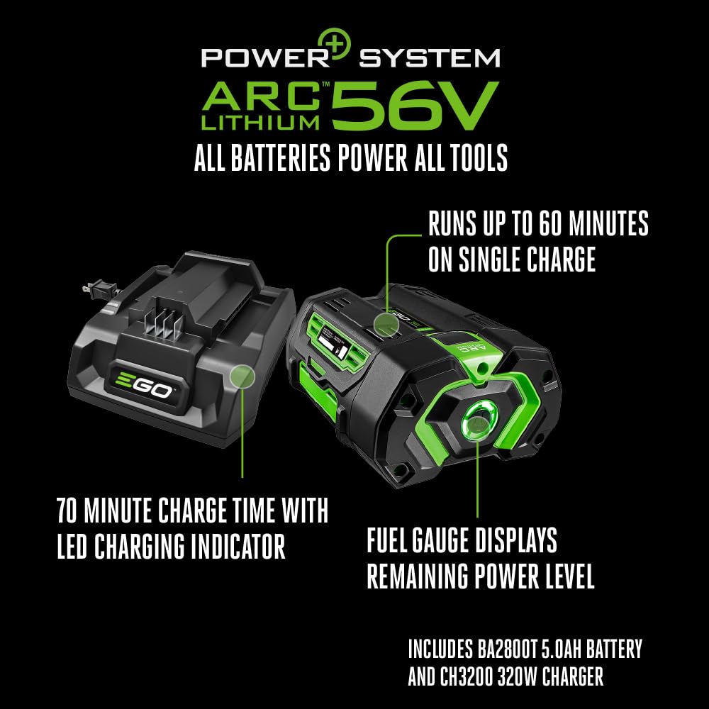 EGO Power+ Shop Vacuum Wet Dry, Car Vac, Portable Cordless Cleaner, 9 Gallon 110 CFM, Includes 56V 5.0Ah Battery and Charger - WDV0904